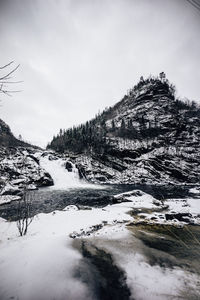 River flowing through snowy mountains