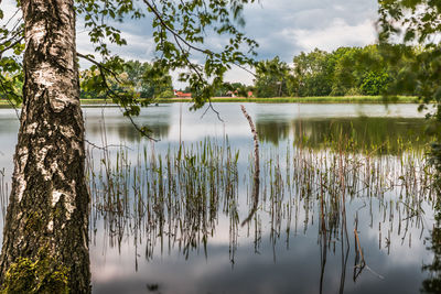 Scenic view of lake against sky