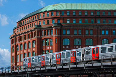 View of train in city