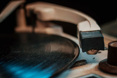 Close-up of turntable indoors