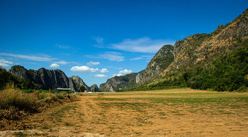 Beautiful landscape of mountain and blue sky in thailand