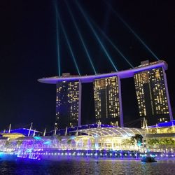 Illuminated modern building at night