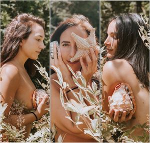 Young woman looking down outdoors