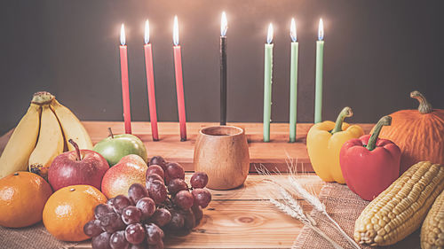 Close-up of fruits on table