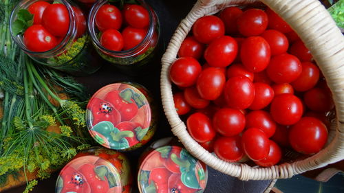 Close-up of tomatoes in basket