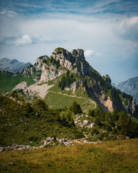 Scenic view of mountains against sky