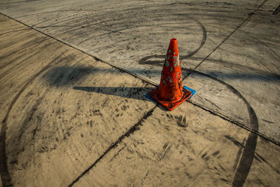 Traffic cone on ground street