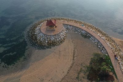 High angle view of water on beach