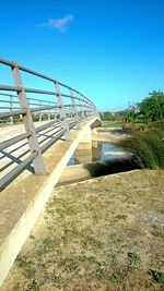 Bridge over river against blue sky