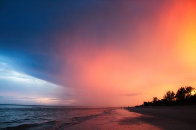 Scenic view of sea against sky at sunset