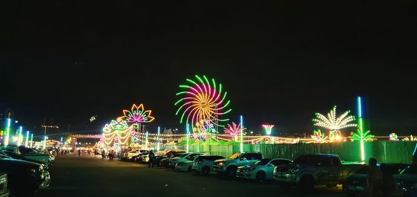 Firework display at night