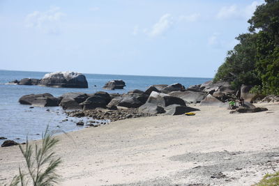 Scenic view of beach against sky