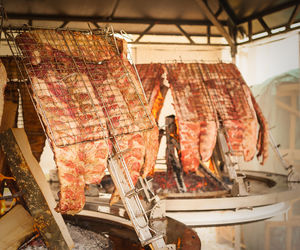 Close-up of meat on barbecue grill