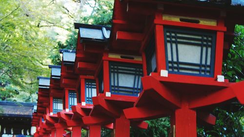 Low angle view of red temple