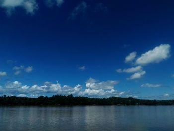 Scenic view of lake against blue sky