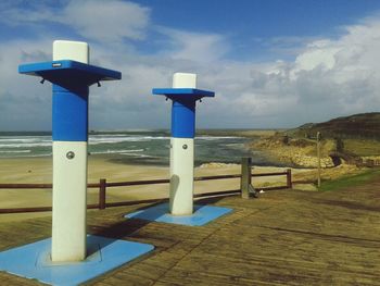 Scenic view of sea against cloudy sky