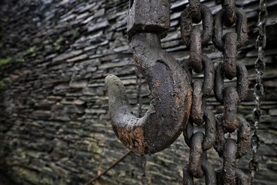 Close-up of rusty chain