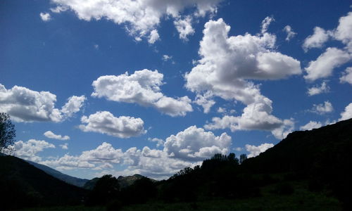 Scenic view of mountains against cloudy sky