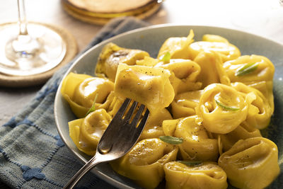 High angle view of food on table