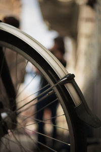 Close-up of bicycle wheel