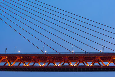 Low angle view of suspension bridge