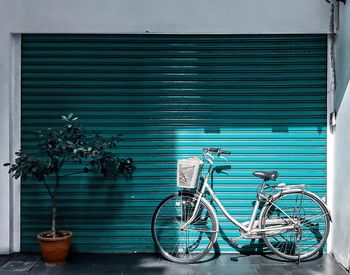 Bicycle against blue sky