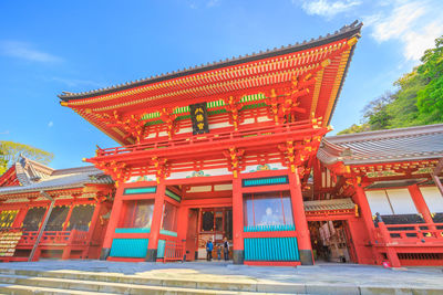 Exterior of temple building against sky