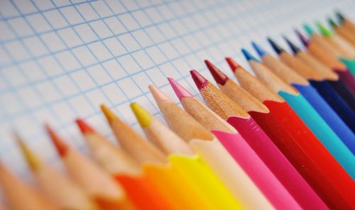 Close-up of multi colored pencils