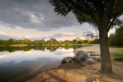 Scenic view of lake against sky
