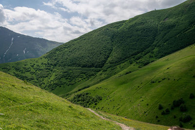 Scenic view of green landscape against sky