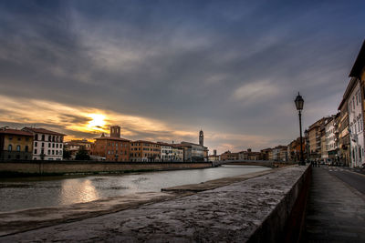 View of cityscape against sky during sunset