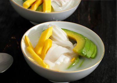 Close-up of food in bowl on table