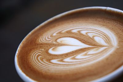 Close-up of cappuccino on table