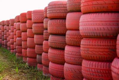 Full frame shot of stack of tires