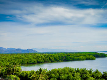 Scenic view of lake against sky