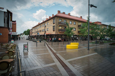 View of people in city street