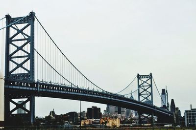 Low angle view of suspension bridge