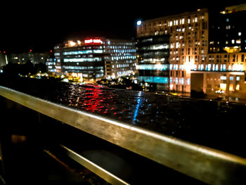 Illuminated buildings in city at night