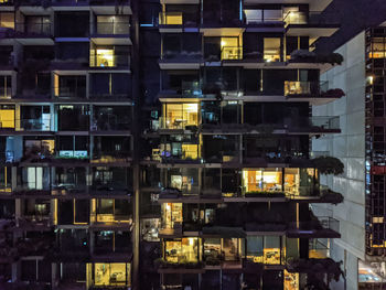 Full frame shot of illuminated building at night