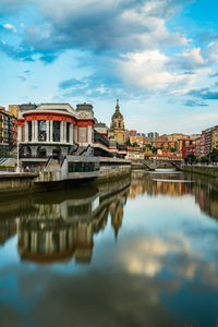 Reflection of buildings in city