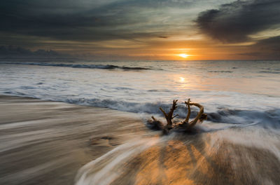 Scenic view of sea against sky during sunset