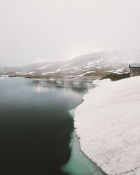 Scenic view of snow covered mountains