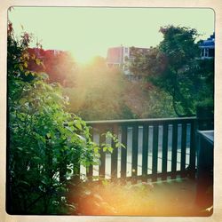 View of balcony against sky during sunset