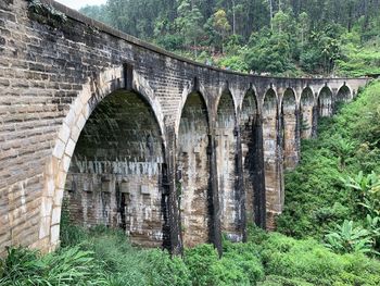 Arch bridge against trees