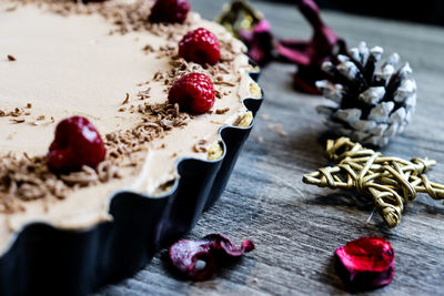 Close-up of dessert on table