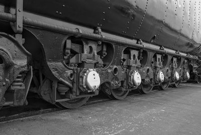 Engine of train on railroad track