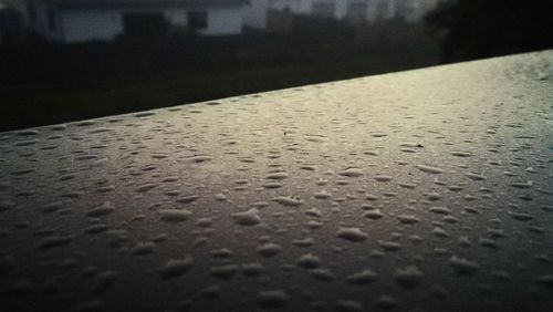 Close-up of wet metal during rainy season