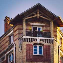 Low angle view of building against clear sky