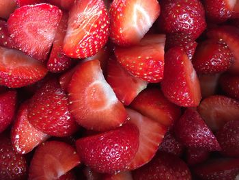 Full frame shot of chopped strawberries