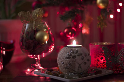 Close-up of illuminated christmas lights